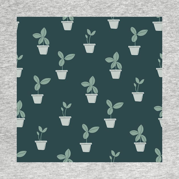 Seamless pattern with potted plants by DanielK